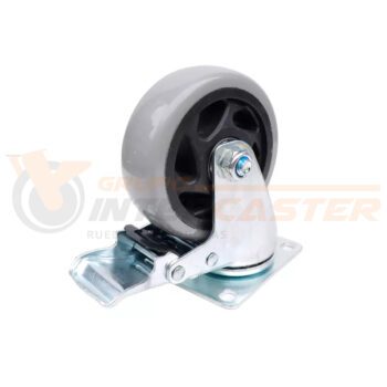Garrucha giratoria con freno PVC